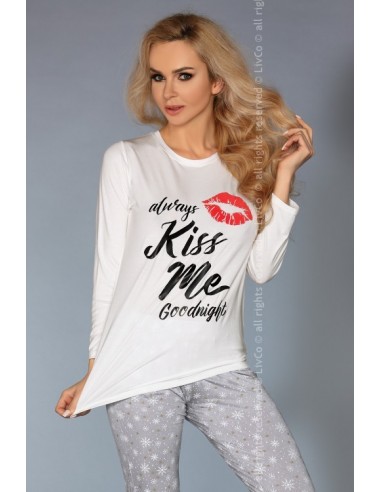 Ženska pižama Sweet Kiss 109 svetlo bež-siva