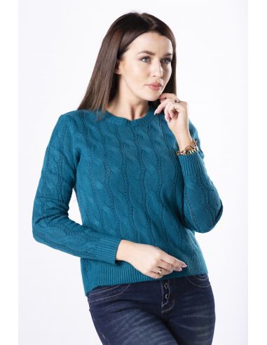Ženski pleteni pulover Ramona M83049 plavi